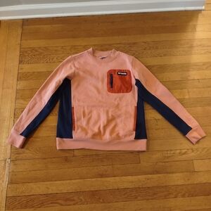 Columbia Sportswear Colorblock Crewneck Medium Orange Navy Zip Pocket Gorpcore